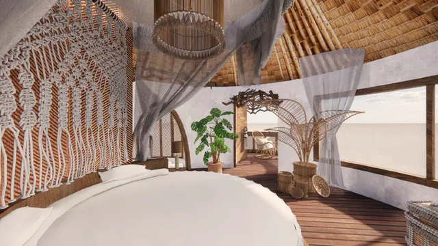 A Beach Cottage interior open to the water