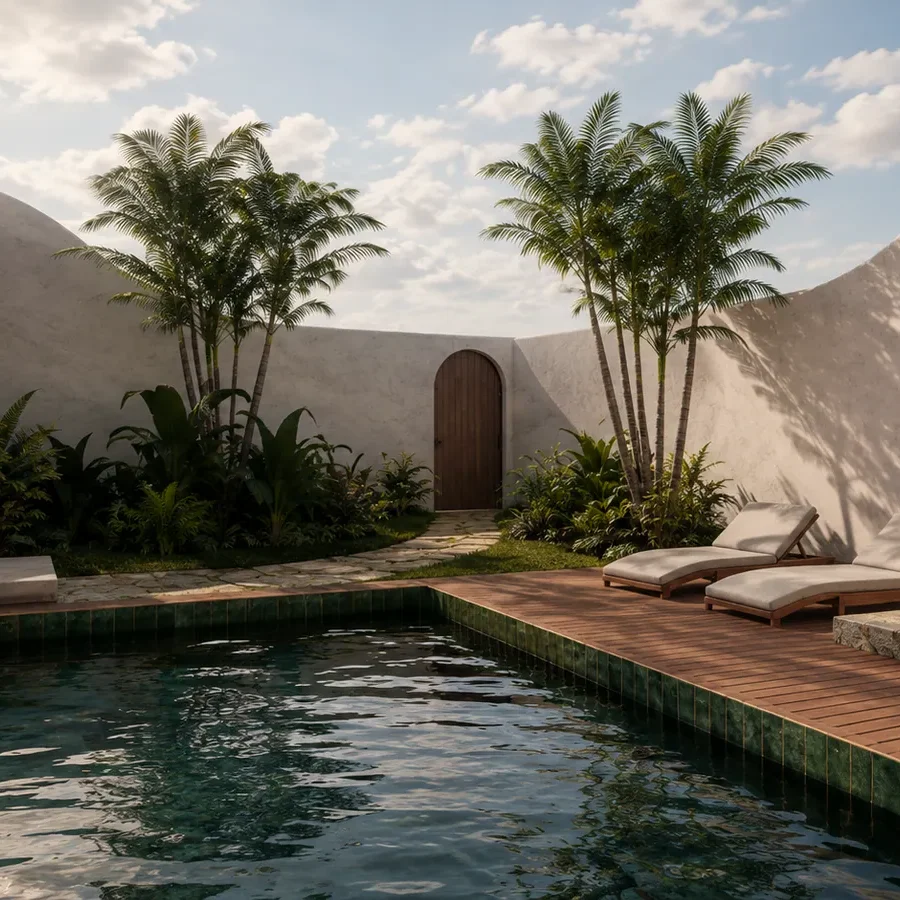 The Private Villa pool courtyard