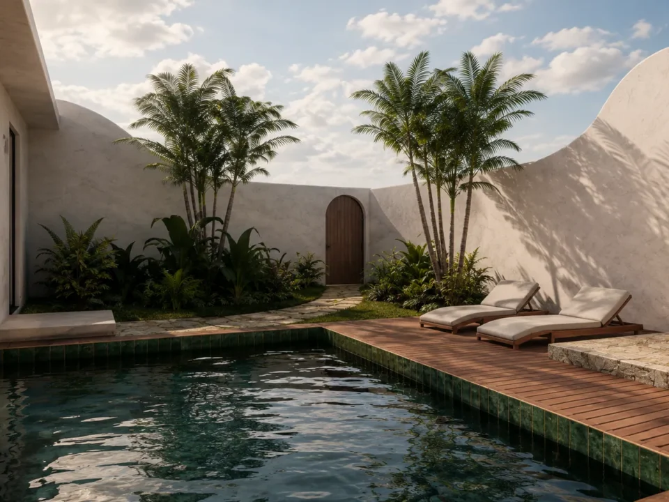The Private Villa pool courtyard